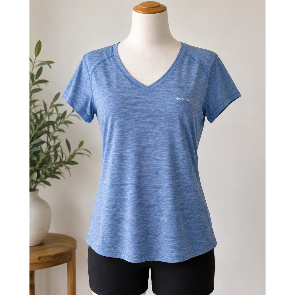 Columbia‎ Omni-Freeze Zero Womens L Blue V Neck Cooling Performance Shirt